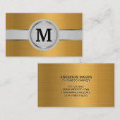 Carte De Visite Groupe Monogramme de luxe | Or métallique brossé (Devant / Derrière)