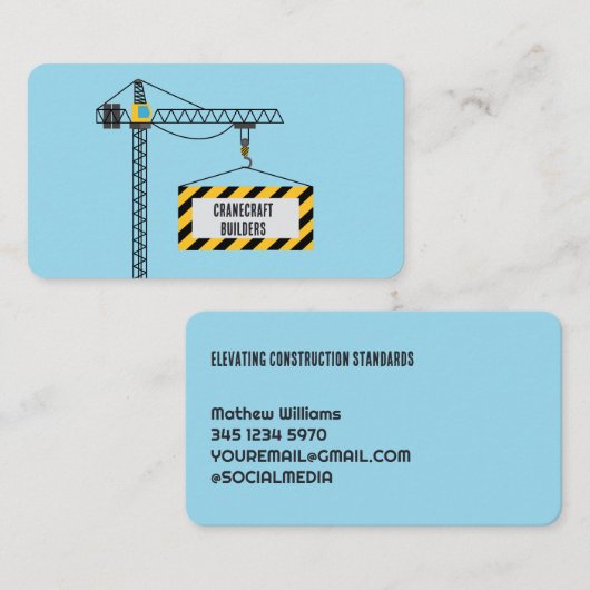 Carte De Visite Grue de construction (Devant / Derrière)