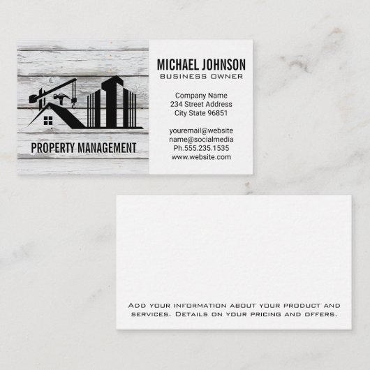 Carte De Visite Grue de construction | Bâtiments (Devant / Derrière)