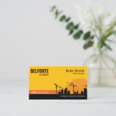 Carte De Visite Grue de construction moderne silhouette jaune noir (Debout devant)
