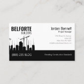 Carte De Visite Grue de construction moderne silhouette jaune noir (Dos)