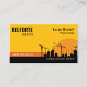 Carte De Visite Grue de construction moderne silhouette jaune noir (Devant)
