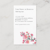 Carte De Visite Grue japonaise moderne et élégante et fleurs de ce (Dos)