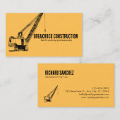 Carte De Visite Grue noire Jaune Style Illustratif Construction (Devant / Derrière)