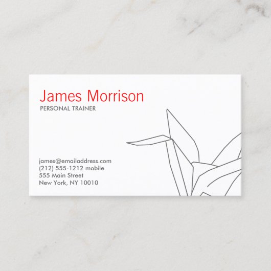 Carte De Visite Grue Origami moderne créative (Devant)