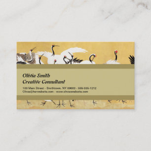 Carte De Visite Grues d'horloges japonaises Vintage Bird Rich Clas