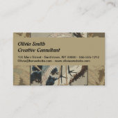 Carte De Visite Grues sur un pin couvert de neige Hokusai (Devant)