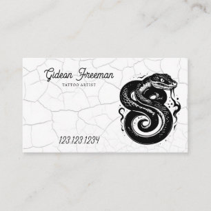 Carte De Visite Grunge Artiste de tatouage de serpent noir et blan