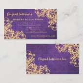 Carte De Visite Grunge baroque pourpre élégante de la Renaissance (Devant / Derrière)