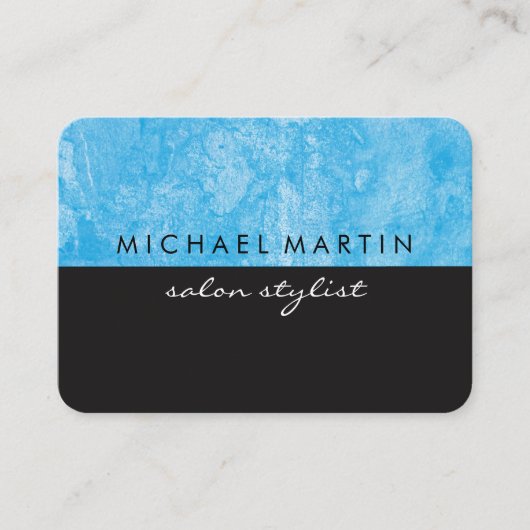 Carte De Visite Grunge Bleu Noir Deux Tons (Devant)