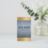 Carte De Visite Grunge bleu texture | Golden Metallic Shine (Debout devant)