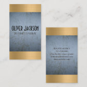 Carte De Visite Grunge bleu texture | Golden Metallic Shine (Devant / Derrière)