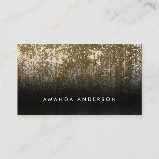 Carte De Visite Grunge contemporain blanc et or (Devant)