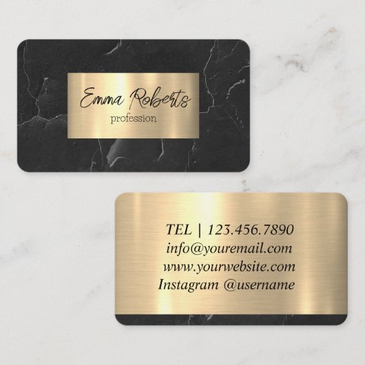 Carte De Visite Grunge Cracked Mur Texture Black Gold (Devant / Derrière)