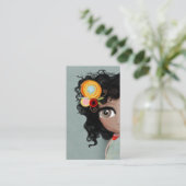 Carte de visite grunge Dame Belle Chevelure Brun Y (Debout devant)
