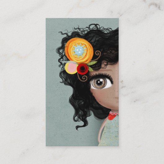 Carte de visite grunge Dame Belle Chevelure Brun Y (Devant)