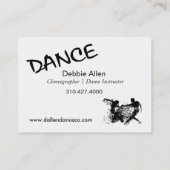 Carte De Visite Grunge de danse - chorégraphe, danseur, (Dos)