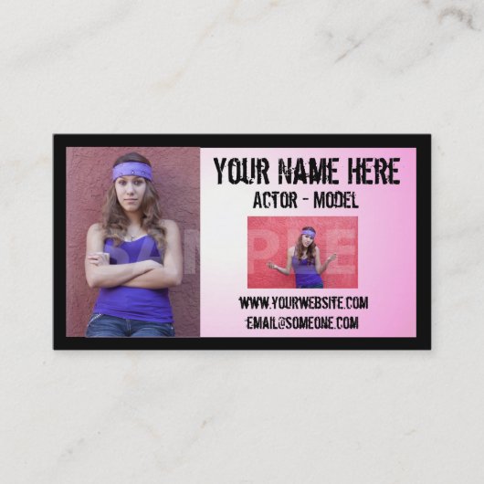 Carte de visite grunge de Headshot d'acteur (Devant)