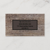 Carte De Visite grunge en bois de charpente Construction (Dos)