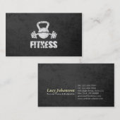Carte De Visite Grunge Fitness Personal Trainer Kettlebell Barbell (Devant / Derrière)
