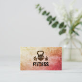 Carte De Visite Grunge Fitness Personal Trainer Kettlebell Barbell (Debout devant)