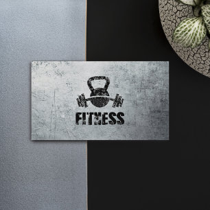 Carte De Visite Grunge Fitness Personal Trainer Kettlebell Barbell