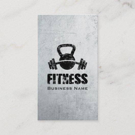 Carte De Visite Grunge Fitness Personal Trainer Kettlebell Barbell (Devant)
