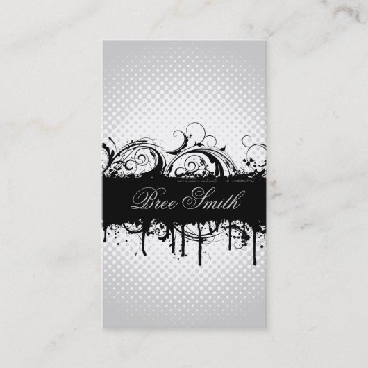 Carte de visite grunge floral (Devant)