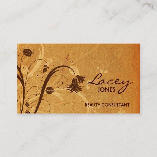 Carte de visite grunge floral (Devant)