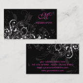 Carte de visite grunge floral de monogramme (Devant / Derrière)