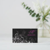 Carte de visite grunge floral de monogramme (Debout devant)