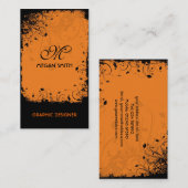 Carte de visite grunge floral de monogramme (Devant / Derrière)