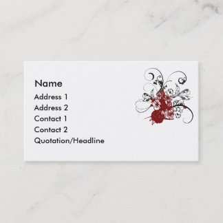 Carte de visite grunge floral rouge de remous de