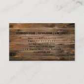 Carte De Visite grunge grange bois Construction menuiserie (Dos)
