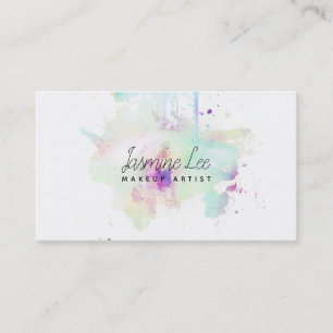 Carte De Visite grunge moderne chic de bleu d'aquarelle de