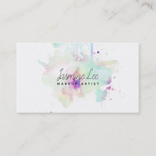 Carte De Visite grunge moderne chic de bleu d'aquarelle de (Devant)