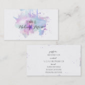 Carte De Visite grunge moderne chic de bleu d'aquarelle de (Devant / Derrière)