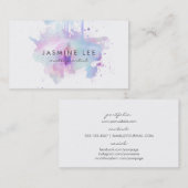 Carte De Visite grunge moderne chic de bleu d'aquarelle de (Devant / Derrière)