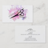 Carte De Visite grunge moderne chic de pourpre d'aquarelle de (Devant / Derrière)