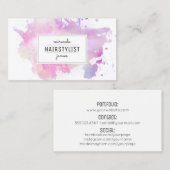 Carte De Visite grunge moderne chic de rose d'aquarelle de (Devant / Derrière)