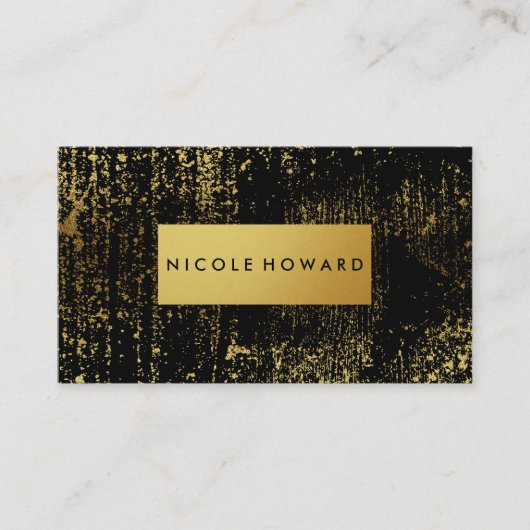 Carte De Visite Grunge moderne et élégant métal Faux Or (Devant)