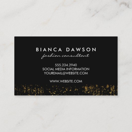 Carte De Visite Grunge Or Script Monogramme fantaisie (Dos)