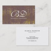 Carte De Visite Grunge Or Script Monogramme fantaisie (Devant / Derrière)