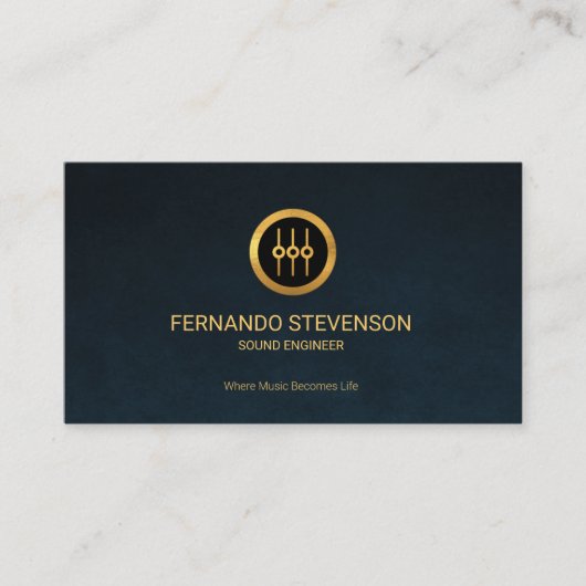 Carte De Visite Grunge simple chic de bleu d'icône d'égaliseur (Devant)