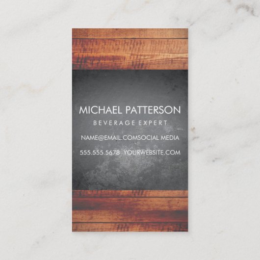 Carte De Visite Grunge Texture Bois rustique Monogramme (Dos)