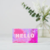 Carte De Visite Grunge unique Hello Hot rose Lilac violet (Debout devant)