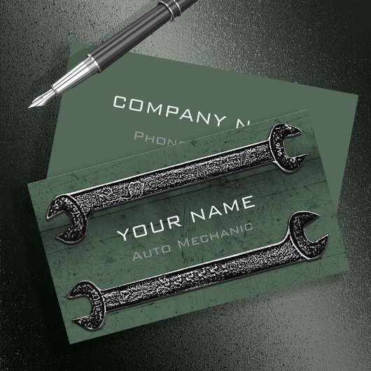 Carte De Visite Grunge Wrenches Green ID321