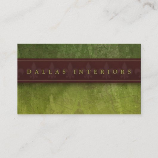Carte De Visite Grungy Texturé Vert et Brown (Devant)