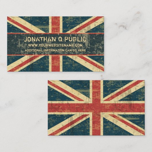 Carte De Visite Grungy Union Jack (Devant / Derrière)