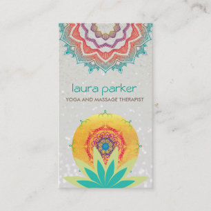 Carte De Visite Guérison verte de yoga de logo de mandala de fleu
